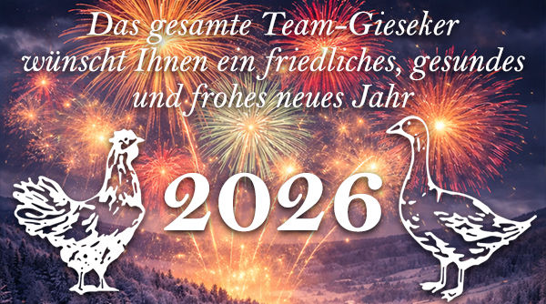 Gefluegelhof Gieseker wünscht ein frohes neues Jahr 2026
