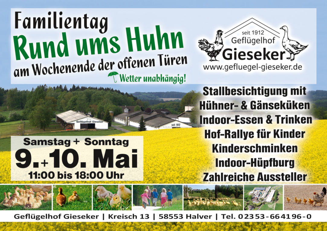Familientag bei Gieseker am 9. und 10. Mai 2026